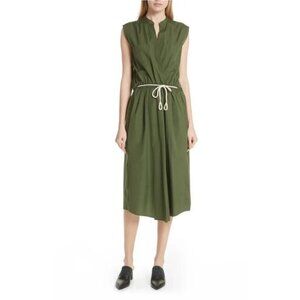 VINCE Back Cutout Cotton Green Utility Dress Sz Small Women